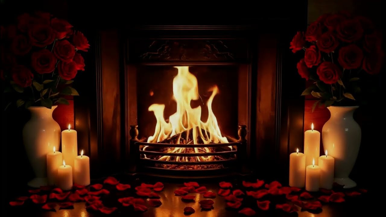Romantic Valentine’s Fireplace 🔥🌹 Dark Academia Piano & Cello with Soft Crackling Fire (3 Hours)