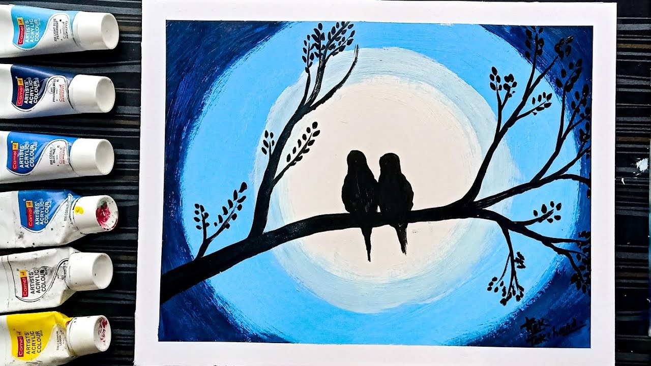 Easy love bird parrot couple painting//love bird painting ... Easy love bird parrot couple painting//love bird painting ...