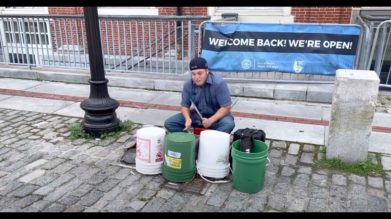 Best bucket drummer I’ve ever seen jammin in Boston YouTube