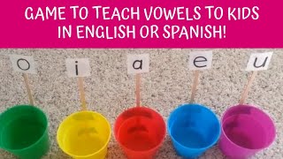 Teach Vowel Sounds in English or Spanish with Game| Phonics & Letter Sorting Activity for Preschool