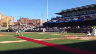 Chris Throwing First Pitch at Dayton Dragons 2014-06-13