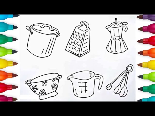 Premium Vector | Piles of hand drawn kitchen utensils set. kitchen utensil  drawing illustration