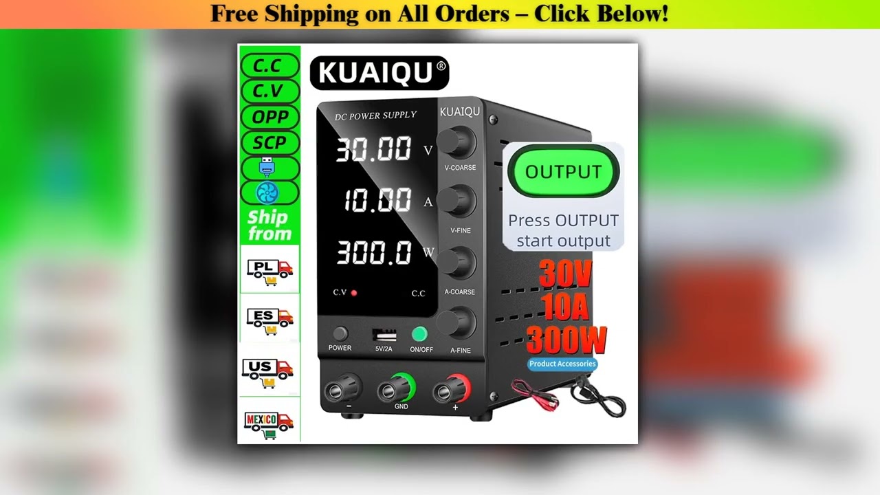 KUAIQU 30V 10A DC Power Supply Adjustable Digit Display Mini Laboratory Power Supplies Voltage