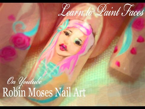 How to Paint Faces | Girl with Pink and Gray Hair Nail Art Tutorial