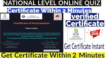 National level online quiz with e- certificate The Yoga Quiz-2021  | Free certificate download