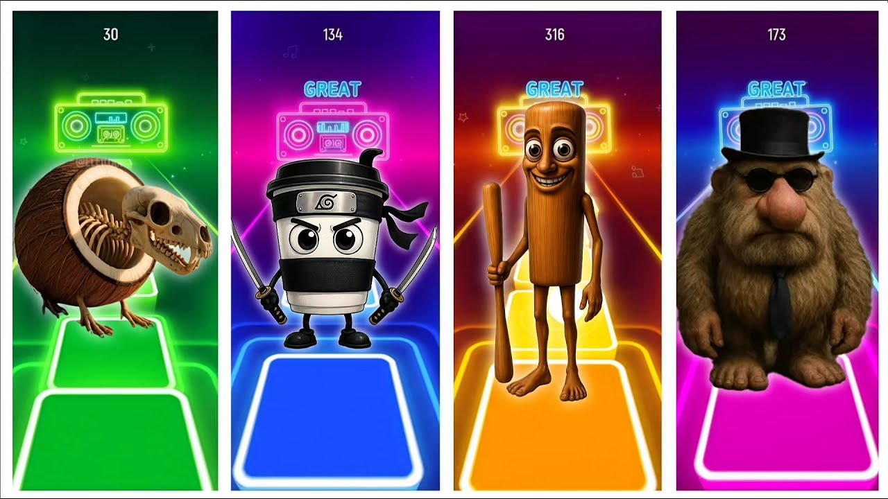 😱Sprunki Style Tiles Hop with Quirky Characters 