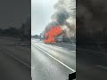Watch: Burning Truck Tire Bursts, Debris Splatters on Passing Truck
