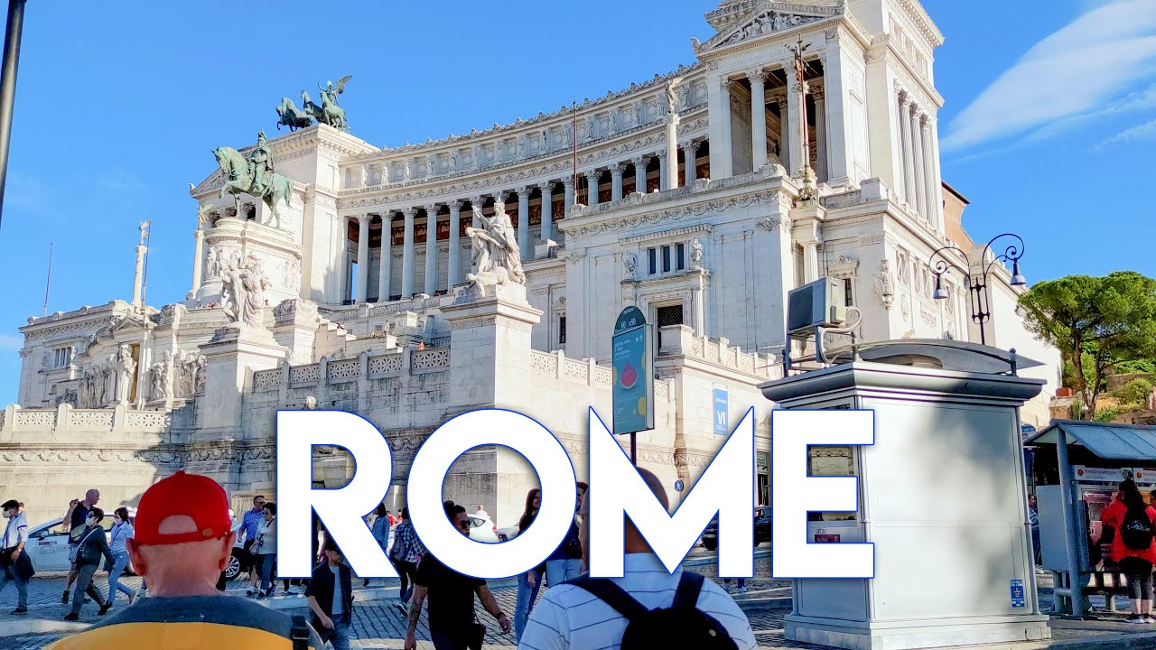 WARM ROME, WALK IN Vittoriano – Altar of the Fatherland. Italy - 4k Walking Tour-Travel Guide.