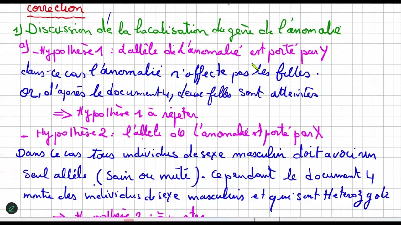 Correction Bac Sport/ Session de contrôle2025 – Génétique humaine