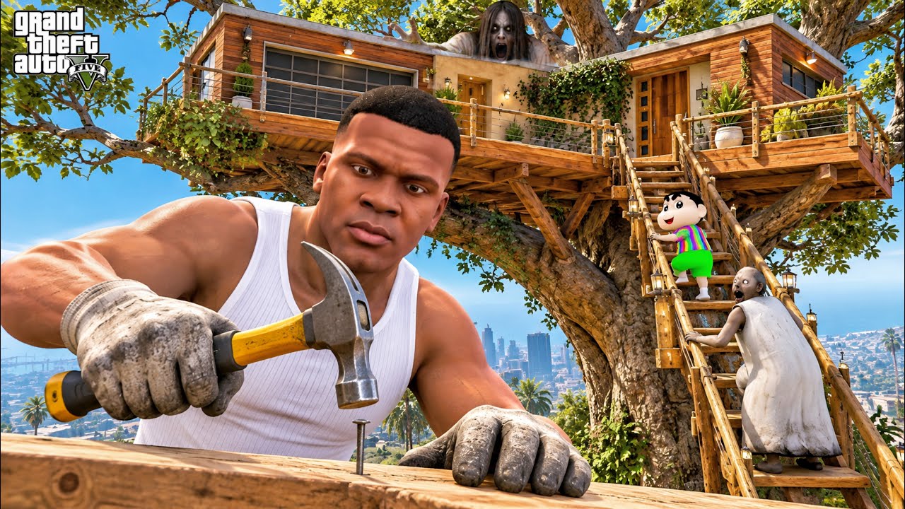 Franklin Built Scary Tree House for Shinchan in GTA5