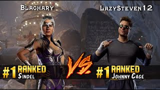 MK1 ▰ Blachary (#1 Ranked Sindel) vs LazySteven12 (#1 Ranked Johnny Cage) ▰ High Level Gameplay