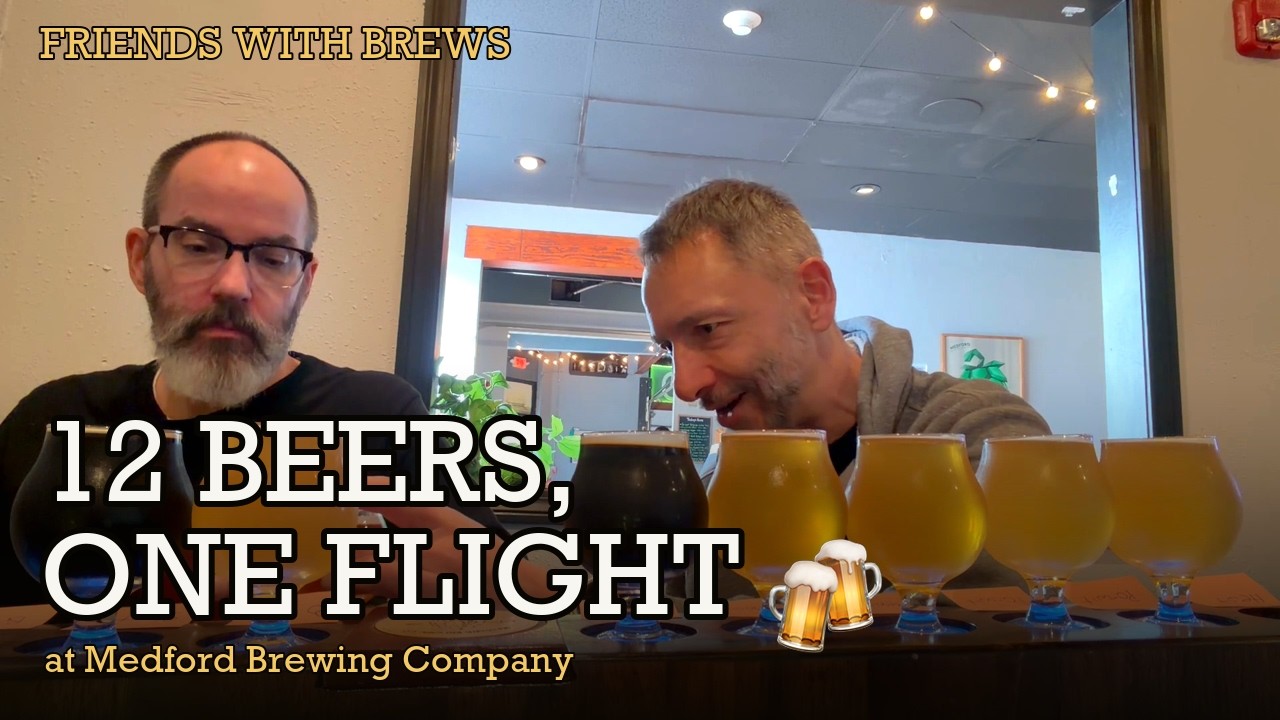Watch episode 100: 12 Beers, One Flight: Friends with Brews at Medford Brewing