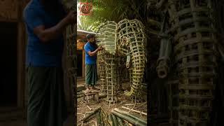 গ্রামের শিল্পীর হাতে কাঁচাবাঁশের তৈরি বিশাল হাতি #ElephantCraft #villagebambooart #shorts #viral