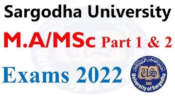 MA MSc Part 1 & 2 Supply 2021 & Annual 2022 Exams Dates Sargodha University