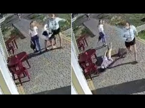 Sickening Footage Shows Mum Being Knocked Unconscious By Stranger Who Then Runs Off In Horrific 