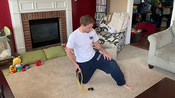 Quadruped hip external rotation from internal rotation band