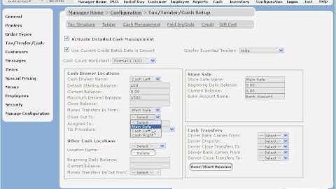 FireFly POS Set Up Cash Management