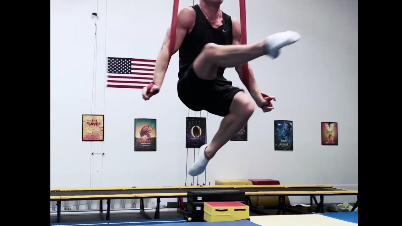 Aerial Straps Sequence. One leg one arm Roll up. Aerialist Training