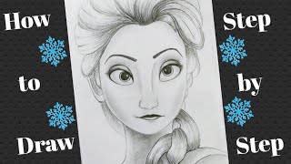 How to Draw Princess Elsa step by step//Disney Frozen //Elsa drawing easy for kids//tutorial sketch screenshot 5