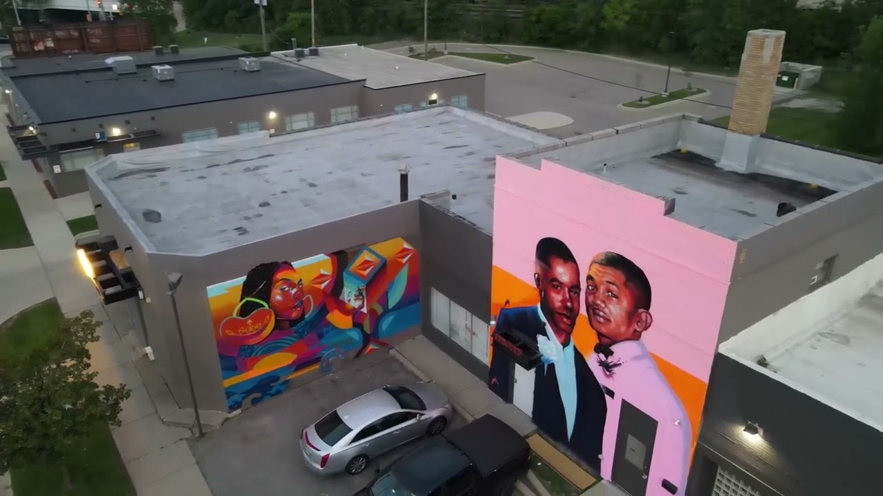 Drone Shots - Mural Hunting Compilation - Blkout walls Detroit, MI