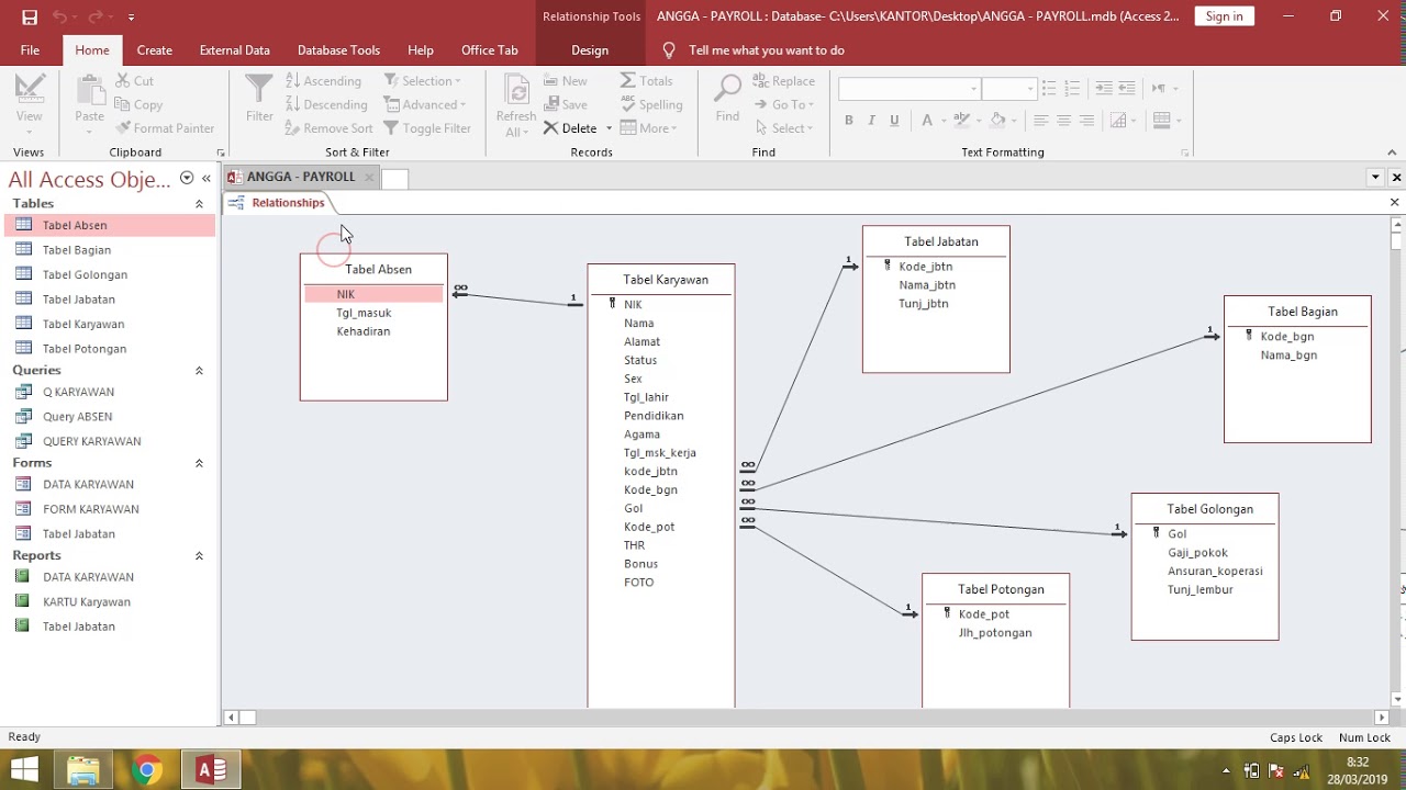 APLIKASI DATABASE 3 MEMBUAT SLIP GAJI - YouTube