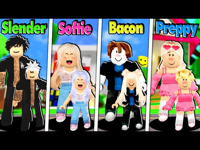 BACON VS SLENDER VS SOFTIE VS PREPPY FAMILY (Roblox Brookhaven RP) 