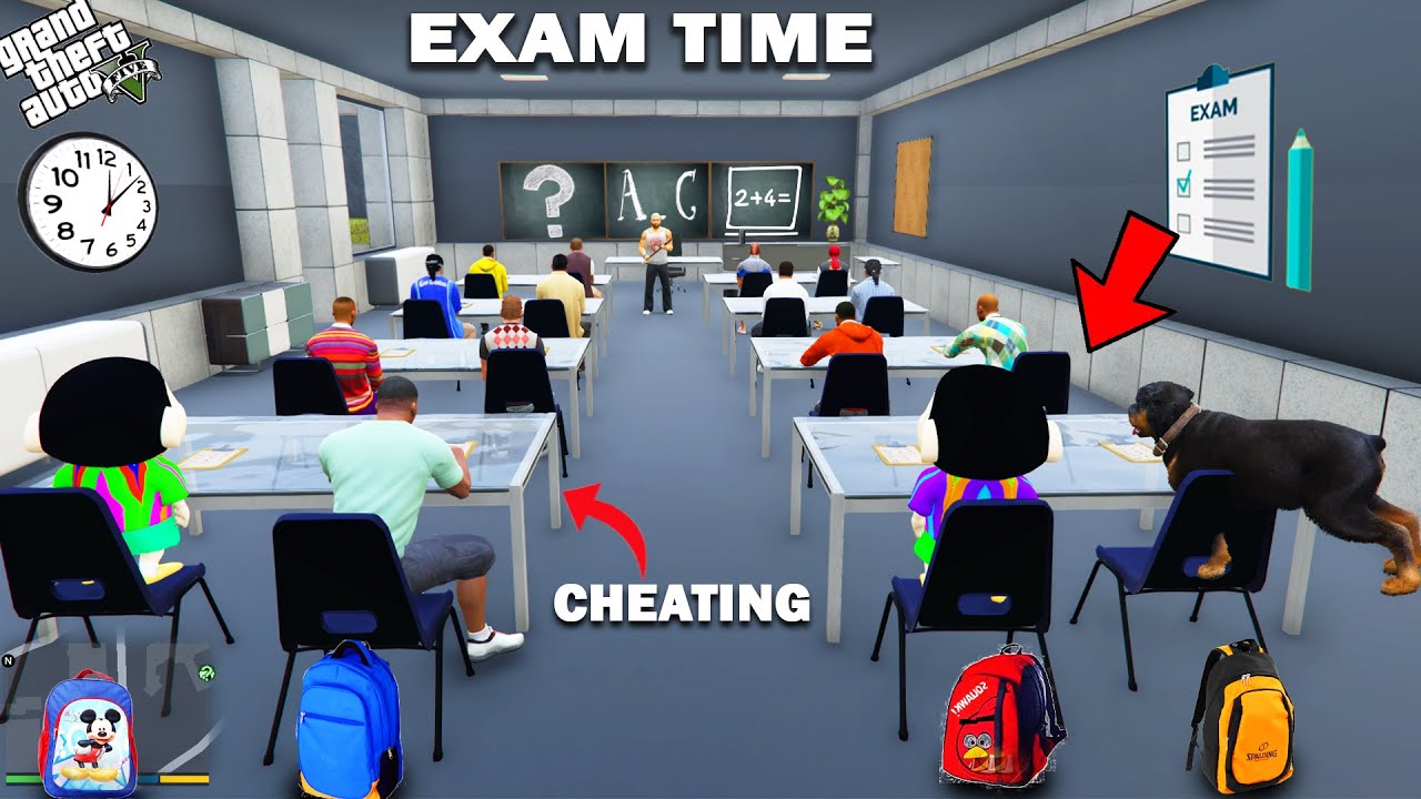 GTA 5  Franklin Giving Exam On First Day Of School With Shinchan in GTA 5  GTA 5 mods