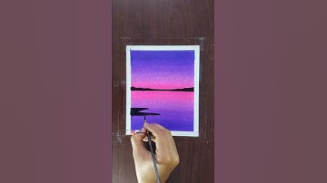 Drawing with oil pastels | 💜 purple sunset scenery drawing #art
