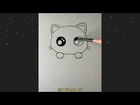 Vẽ con mèo đơn giản, cute, dễ thương | Simple painting #1 | Foci