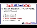 Top 50 MS Excel mcq Questions and Answer | Microsoft Office | MS Office