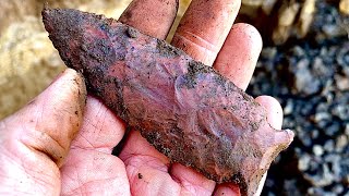 Arrowhead hunting TN - BIG RED! Found laying right on top of a pestle!