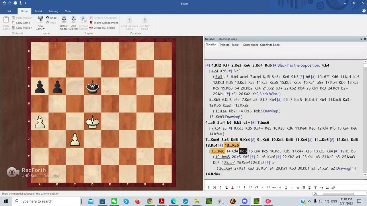 7/11/2023 Chess Endgame Lesson King and three pawns vs. King and three