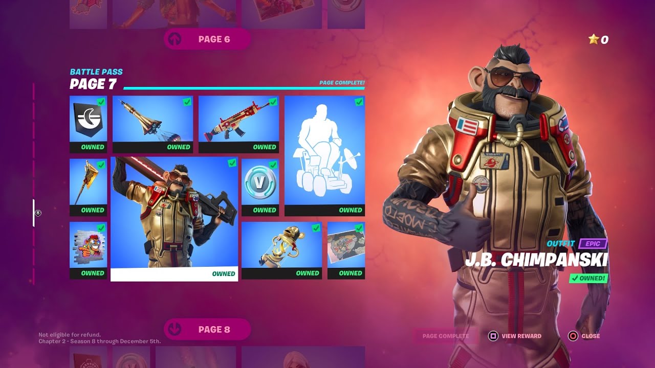 JB Chimpanski Skin Full Set Gameplay - Nebula Rose Style, Rocket Science Glider Ingame - Fortnite