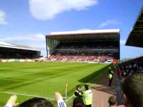 Red Ultras singing for a european place againest hibs in the last game of the season and sone aluko missing a penalty!