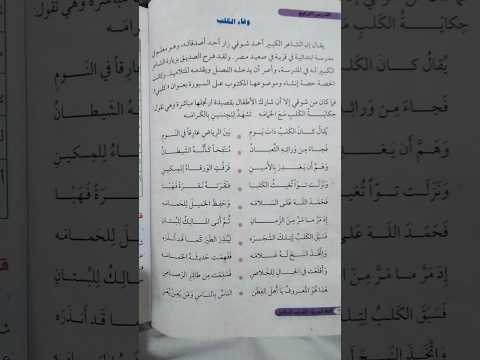 قصيدة وفاء الكلب للصف السادس الابتدائي المقرر السوداني