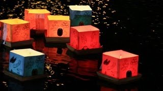 Japanese lantern ritual on Hirose River, Sendai