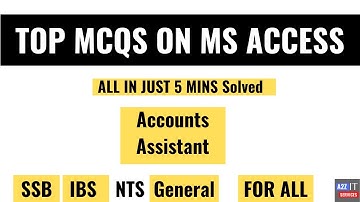 Top MCQS On MS Access 27 frequent  mcqs on MS Access in just 5 minutes SSB |IBS | NTS|
