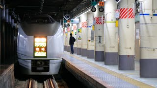 【臨時特急】651系 特急水上92号 上野駅地平ホーム入線シーン