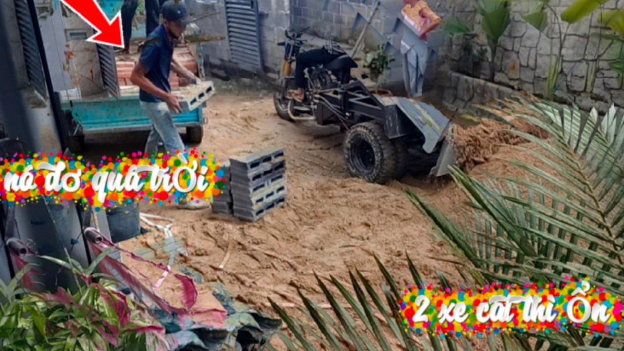 Vợ chồng Việt Đức:)#295# hành trình đổ cát và nhập gạch thẻ có chút bất ổn/ nhà vườn miền quê