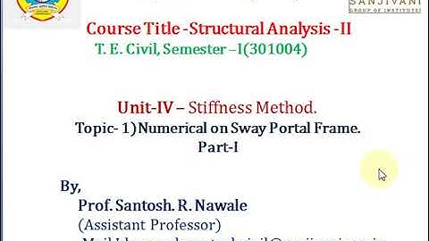 Numerical on Analysis of Sway Frame by Stiffness Method-Part-1