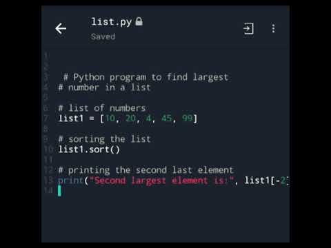 second largest element in python - YouTube