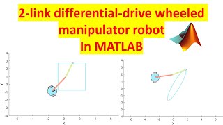 2-link differential-drive wheeled manipulator robot in MATLAB