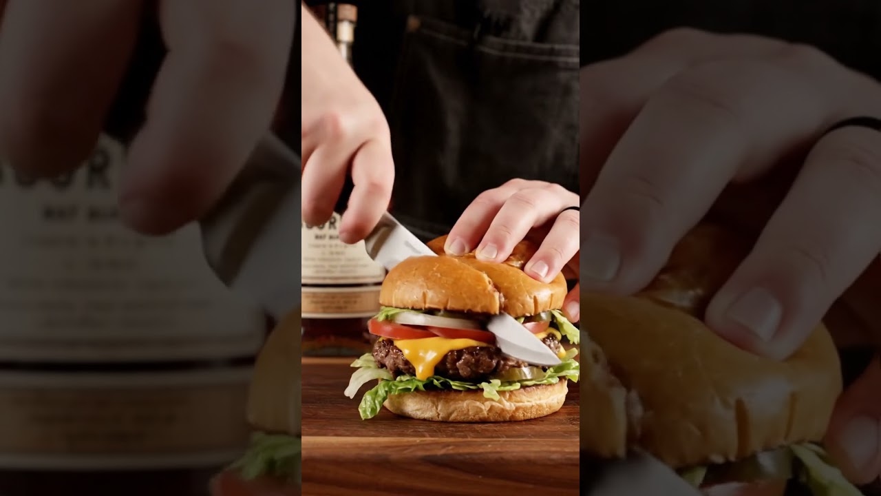 🥃 Бургер с говядиной «Кентукки Бурбон» ASMR 🍔🔪 | Сочная южная глазурь и деревенские звуки 🎧🔥