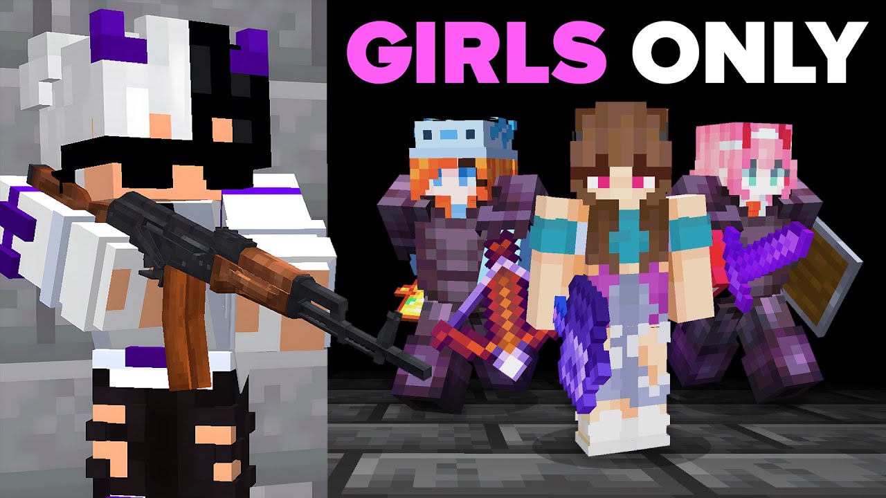 Secretly Using GUNS In GIRLS ONLY Minecraft SMP...
