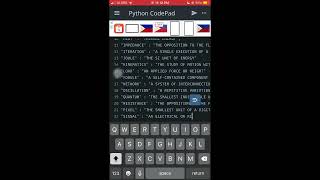 Phyton dictionary for engineering terms using Phyton Coding Editor App
