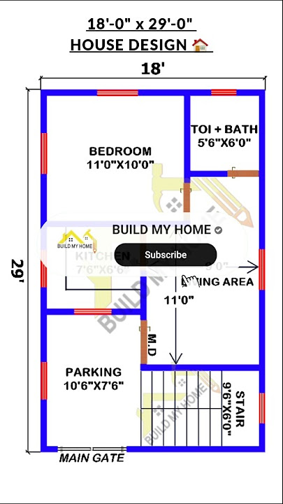 18 x 29 house plan/ 18 x 29 ghar ka naksha/ 18 x 29 home design/ #buildmyhome #shorts #home #house