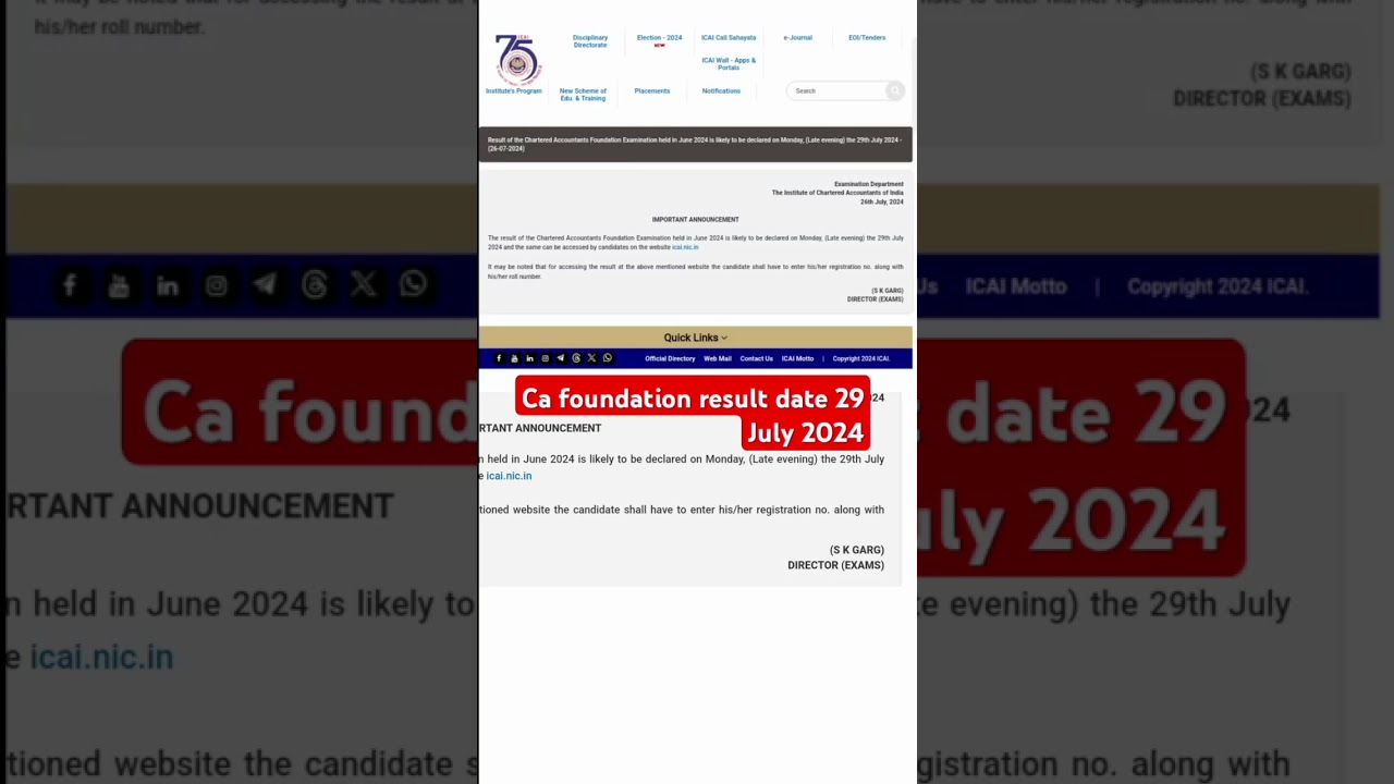 ca foundation june 2024 exam result date announced 🥱🥱😎😎 || ca result ||  