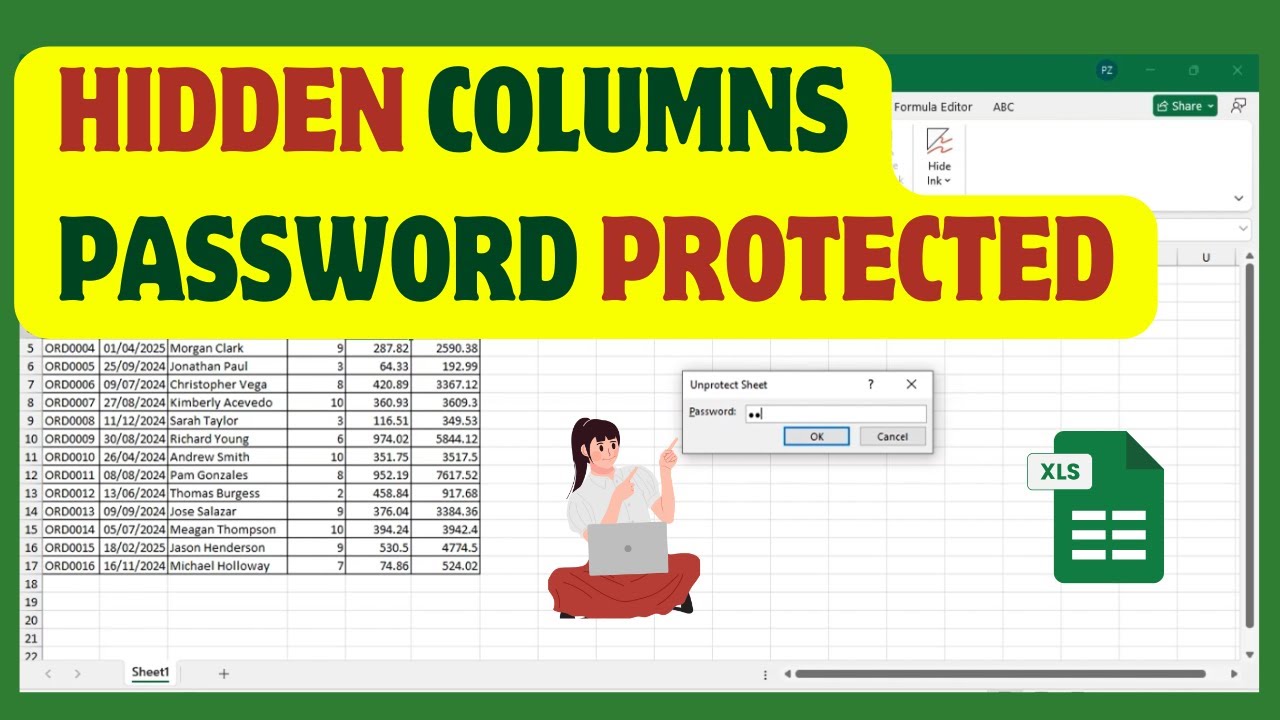 How To Make Hidden Columns Password Protected In Excel - YouTube