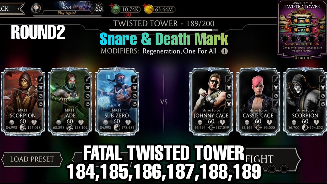 Fatal Twisted Tower Hard Battles 184,185,186,187,188,189 Fights + Rewards & Talents Tree Set-ups
