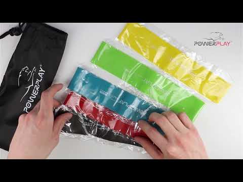 Набор фитнес резинок PowerPlay 4113 Mini Power Band Set 5 эластичных лент для спорта и упражнений 1–20 кг, видео 1